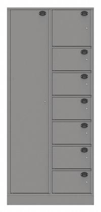 SENTINEL Law Enforcement Evidence Locker: Non-Pass-Through Backing, Slam Latch, 8 Compartments, Gray (MPN 08AA-NPT). Key specifications — Brand: SENTINEL; Product Ships: Assembled; Color: Gray.
