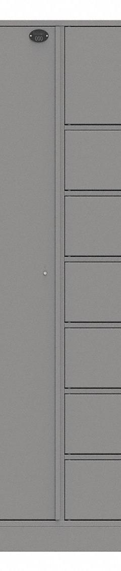 SENTINEL Law Enforcement Evidence Locker: Non-Pass-Through Backing, Slam Latch, 8 Compartments, Gray (MPN 08AA-NPT). Key specifications — Brand: SENTINEL; Product Ships: Assembled; Color: Gray.