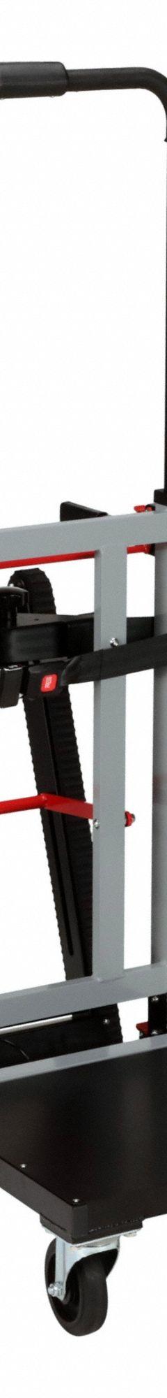 VOLTSTAIR Hand Truck Dolly: 440 lb Cap, Flow-Back, Aluminum, Flat-Free, 19 in W x 25 in D Nose Plate (MPN VLST). Key specifications — Frame Type: Flat Back; Frame Material: Aluminum; Charge Time: 4 hr; Brand: VOLTSTAIR.