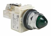 SCHNEIDER ELECTRIC Pilot Light: 30 mm Panel Mounting Size, Green, Incandescent, 9001K Series (MPN 9001KT1G9). Key specifications — Series: 9001K; Brand: SCHNEIDER; Includes Push-To-Test: Push-To-Test Included.