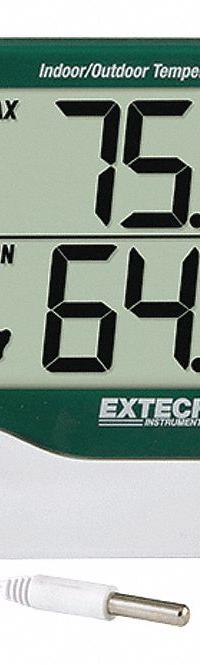 EXTECH Thermometers: 14°F to 140°F /-10°C to 60°C, ±1.8°F/1°C (MPN 401014A). Key specifications — Display Type: Digital; Brand: EXTECH.
