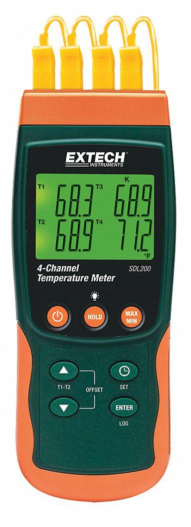 EXTECH Thermocouple Thermometer: For Type E/Type J/Type K/Type R/Type - Multi-Channel Meters with Cabled Data Output