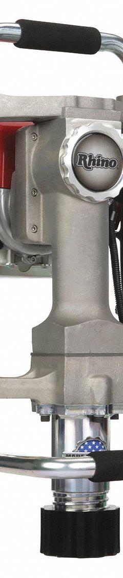 RHINO TOOL Gas-Powered Post Driver: 1/2 in Min Drive Rod or Stake Dia, 1 in Min Drive Round Post Dia (MPN 301002). Key specifications — Engine Cycle: 4-Cycle; Engine Brand: Honda; Brand: RHINO TOOL; Drives T-Posts: Yes.