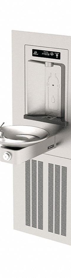 HAWS Drinking Fountain: In-Wall, 8 gph @ 50°F, Push Button Fountain & Touchless Bottle Filler (MPN 1001HSA.8). Key specifications — Brand: HAWS; Housing Material: Stainless Steel; Filter Access: Bottom Panel Access; Housing Finish: Satin; Chilling Capacity: 8 gph @ 50°F; Housing Color: Silver.