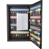 Key Cabinet: 64 Key Capacity, Single Key Lock, Steel, Black, 17 1/4 in Ht, 11 3/4 in Wd, 3 1/8 in Dp (MPN CB12486). Key specifications — Brand: BARSKA; Finish: Matte; Includes Key Tags: Includes Key Tags; Includes Mounting Hardware: Mounting Hardware Included; Color: Black; Mounting Location: Wall; Material: Steel.