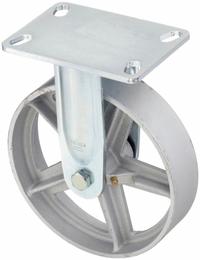 APPROVED VENDOR Plate Caster: Rigid, No Brake, Iron, 8 in Wheel Dia, 2 in Wheel Wd, Slot, Rectangle (MPN BHS-C080R-16). Key specifications — Wheel Bearing Type: Roller; Wheel/Tread Color: Silver; Brand: APPROVED VENDOR; Caster Type: Rigid.