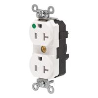 LEVITON Receptacle: Hospital Grade Fed. Spec., Duplex, 5-20R, White, 125V AC, 20 A, 2 Pole / 3 Wire (MPN MT830-ILW)