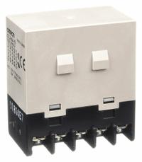 OMRON Enclosed Power Relay: Bracket Mounted, 25 A Current Rating, 24V DC, 4PST-NO, 10 Pins/Terminals (MPN G7J-4A-B-W1-DC24). Key specifications — Brand: OMRON; Base Type: Square; Mounting Style: W-Bracket; Electrical Connection: Screw Terminal; Manufacturer Part Number: G7J-4A-B-W1-DC24; Operating Current: 25 A at 220V AC (Inductive Load NO); Series: G7J Series; Relay Bracket Type: W-Bracket (Sold with Relay).