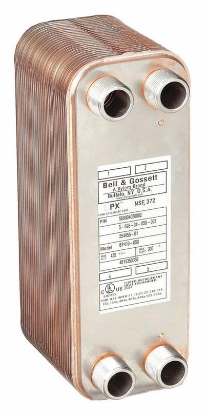 BELL & GOSSETT Heat Exchanger: 900,000 BtuH Water / 110,000 BtuH Oil, 50 gpm, 13.54 sq ft - Brazed Plate Heat Exchangers