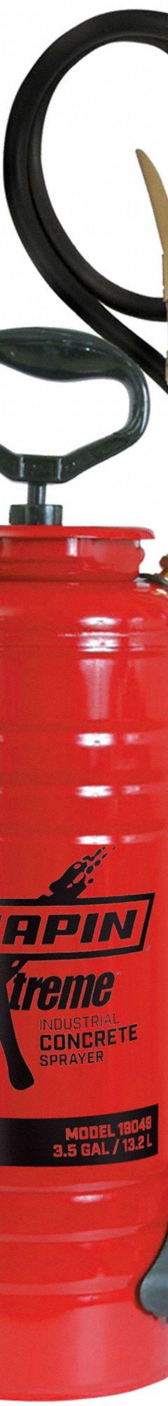 CHAPIN Handheld Sprayer: Spot, 3 1/2 gal Tank, Steel Tank, 25 ft Max Spray Distance, 60 psi (MPN 19049). Key specifications — Brand: CHAPIN; Chemical Compatibility: Sealants, Curing Compounds, and Form Oils; Tank Material: Steel.