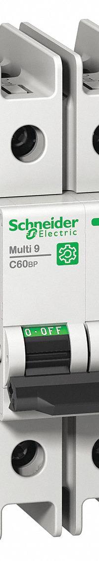 SCHNEIDER ELECTRIC IEC Miniature Circuit Breaker: 4 A Amps, 14kA at 120/240V AC, Screw Clamp, C60BP (MPN M9F43204). Key specifications — attr195863: Not Rated; attr211132: SCHNEIDER; attr195864: 14kA at 120/240V AC; attr195865: Screw Clamp; attr195867: 240/277/480V AC.
