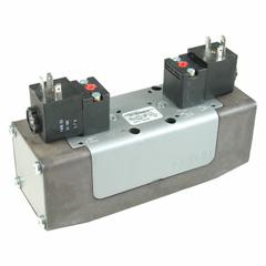 AVENTICS Solenoid Air Control Valve: Series CERAM, Double Solenoid, Five-Way / Three-Position (MPN R432006196). Key specifications — attr1076671: Internal Pilot; attr1076694: Detent; attr1076684: Non-Locking; attr1076708: 110 to 120V AC; attr1076649: Closed.