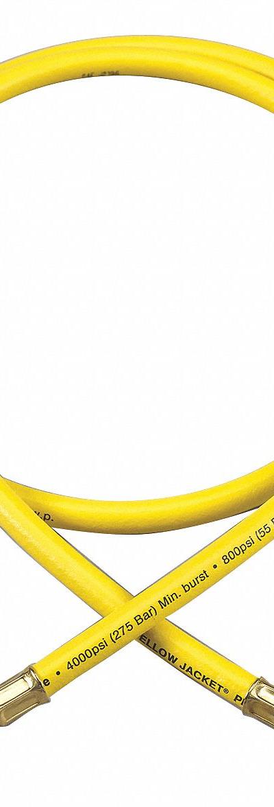 YELLOW JACKET Hose: 6 ft Lg, 45° Angle, Yellow, Rubber, Single Hose - Charging Hoses