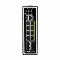EATON TRIPP LITE Ethernet Switch: Managed, DIN Rail, 8 Ports, RJ45, 1x Console/(8) 10/100/1000 MBps (MPN NGI-M08C4POE8-2). Key specifications — Port Type: RJ45; Manufacturer Part Number: NGI-M08C4POE8-2; Brand: EATON TRIPP LITE; Features: 8 Auto-Negotiating RJ45 and 4 GbE SFP Ports Connect Devices Over a LAN; IP Rating: IP30; Mounting Location: DIN Rail; Network Interface: (8) 10/100/1000 MBps.