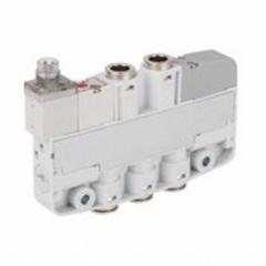 AVENTICS Solenoid Air Control Valve: Five-Way / Two-Position, Female 6 mm Push-On, 4 mm Push-On (MPN R422103562). Key specifications — attr1078830: Aluminum; attr1078874: Spring Return; attr1078854: Normally Open/Normally Closed.