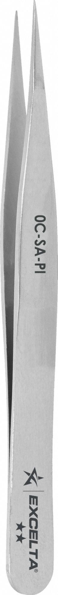 EXCELTA Tweezers: Stainless Steel, Point, Straight Tip (MPN 0C-SA-PI). Key specifications — attr1002355: Stainless Steel; attr1002345: EXCELTA; attr1002348: Stainless Steel; attr1002358: Smooth; attr1002361: 0C-SA; attr1024781: Standard.
