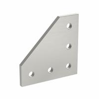 Joining Plate: 90° Angled Flat Plate, 20 Series, 59 mm x 59 mm x 4 mm, For 5 mm Slot Wd, 5 Holes (MPN 093VL6060). Key specifications — Material: Aluminum; Brand: FATH INC.; Finish: Matte Chrome Plated.