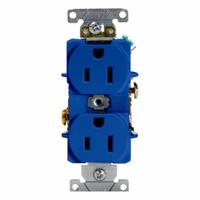 LEVITON Duplex Receptacle Outlet: Duplex, 5-15, Blue, 125V AC, 15 A, 2 Pole / 3 Wire (MPN 5262-SBU)