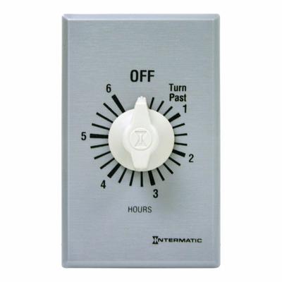 INTERMATIC Spring-Wound Timer: 6 hr Max, SPST, 277V AC, Wall Plate Included - Spring-Wound Mechanical Timers with Wall Plates