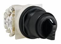 SCHNEIDER Selector Switch: 30 mm Panel Mounting Size, 3 Positions, Short Lever, SPDT, Non-Metallic (MPN 9001SKS46BH13). Key specifications — AC Contact Rating: 1.2 A @ 600 V; Action: Maintained/Maintained/Maintained; Cam: F; DC Contact Rating: 0.55 A @125 V; Hazardous Location Specification: Not Rated; Operator Head Material: Polycarbonate; Operator Head Type: Short-Handled Knob; Operator Illumination: Non-Illuminated.
