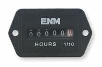 ENM Hour Meter: Hour Meters, Front Panel Mounting, Analog, 7/8 in x 1 3/8 in, 20.4 V AC – 24 V AC (MPN T51E4). Key specifications — Mounting Style: Panel; Standards: ISO 9001:2000; Bezel Face Shape: Rectangular; Hour Unit Increment: Tenth; Brand: ENM; Manufacturer Part Number: T51E4; Meter Type_Broad: Analog.