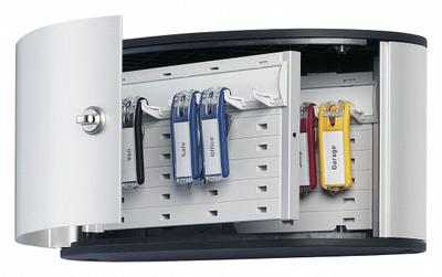 DURABLE Key Box: 12 Key Capacity, Single Key Lock, Aluminum, Gray, 6 1/4 in Ht - Key Cabinets with Key Lock