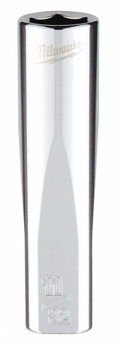 MILWAUKEE Deep Well Socket: SAE, 1/4 in Drive Size, 11/32 in Socket Size, 6-Point - Anti-Roll Hand Sockets