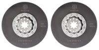 FEIN Oscillating Tool Blade: 3 3/8 in Blade Wd, 3 3/8 in Overall Lg, Long Cutting, 2 PK (MPN 63502097220). Key specifications — attr1097568: Long Cutting; attr1097557: FEIN; attr1097582: Wood.