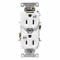 LEVITON Duplex Receptacle Outlet: Duplex, 5-15, White, 125V AC, 15 A, 2 Pole / 3 Wire (MPN WBR15-W)