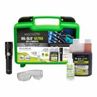 SPECTROLINE Fluorescent Leak Detection Kit: 8 oz, Bottle (MPN SPI-LTMOGYG). Key specifications — Includes: (3) AAA Batteries; Brand: SPECTROLINE; Series: LeakTracker; Battery Type: AAA; Light Type: UV LED; Product Type: Fluorescent Leak Detection Kit; Includes Batteries: Yes.