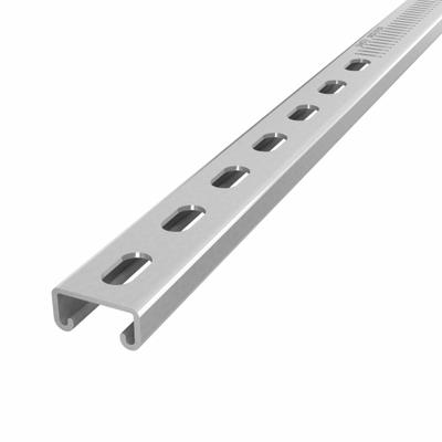 DAKOTA SYSTEMS Strut Channel: Steel, Pre-Galvanized Zinc, 12 ga Gauge, Perforated Slot - Perforated-Slot Strut Channels