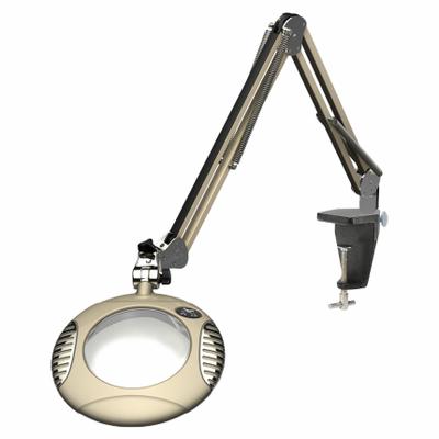 O.C. WHITE Round Magnifier Light: LED, 2x, 4 Diopter, 750 lm Max Brightness, 43 in Arm Reach - Desk-Clamp Magnifier Lights