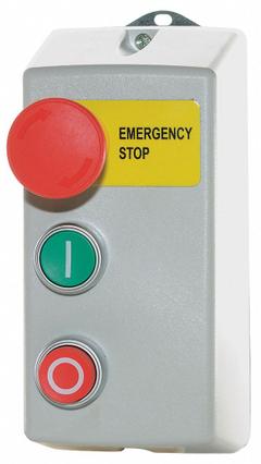 LOVATO ELECTRIC Control Station: (2) Flush Push Buttons/Emergency Stop, 0 Pilot Lights, 4NO (MPN IR-MS-120V18A-OL). Key specifications — Brand: LOVATO ELECTRIC; Action: Maintained/Momentary/Momentary; Operator Legend: Emergency Stop; Operator Color: (2) Red; Operator Configuration: (2) Flush Push Buttons/Emergency Stop; Operator Configuration Type: (2) Push Buttons / (1) Mushroom Push Button.