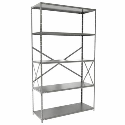 HALLOWELL Metal Shelving: Standalone, Heavy-Duty, 48 in x 18 in, 84 in Overall Ht - Heavy-Duty Standalone Open Metal Shelving