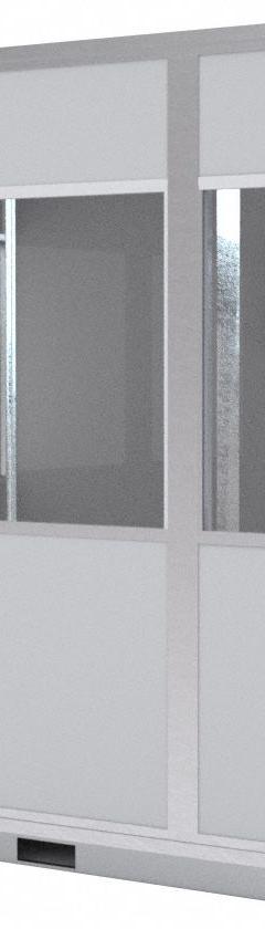PORTA-KING Modular In-Plant Office: 8 ft x 10 ft x 8 ft, 4 Walls, Vinyl-Covered Drywall, Gray (MPN FAB810WHVAC). Key specifications — Brand: PORTA-KING; Sound Transmission Coefficient: STC 25; Includes: (6) Windows; Frame Material: Aluminum.