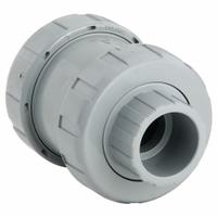 HAYWARD Check Valve: Ball, Inline Valve Body, CPVC, 1 1/4 in Pipe Size, True Union Socket/NPT, Std (MPN TC20125ST). Key specifications — Ball Material: CPVC; Brand: HAYWARD.