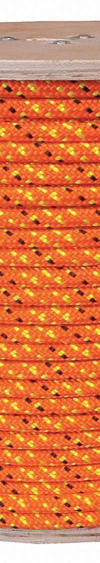 APPROVED VENDOR Rigging and Climbing Rope: Diamond Braid, 7/16 in Dia, 630 lb Working Load Limit (MPN 20TL58). Key specifications — Brand: APPROVED VENDOR; Rope Type: Static; Third Color: Yellow.