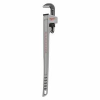 MILWAUKEE Pipe Wrench: Aluminum, 2 in Jaw Capacity, Serrated, 20 1/2 in Overall Lg, Lever (MPN 48-22-7215). Key specifications — attr309808: Lever; attr309815: Aluminum; attr324941: MILWAUKEE.