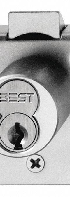 BEST Deadbolt Lock: Coreless, Vertical, Diamond, 2 1/8 in Body Ht, 1 7/8 in Body Wd, SFIC (MPN 5L7RL2626A453). Key specifications — attr1313962: Satin Chrome; attr1313948: Silver; attr1313954: BEST; attr1313966: Yes but not included; attr1313970: Yes; attr1313973: No.