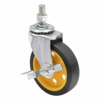 ROCK N ROLLER Swivel Caster: 350 lb Load Capacity, Aluminum/Rubber/Steel, Yellow, RCSTR4X1, 1 PR. Key specifications — Features: All-terrain R-Trac ™ casters offer a cushioned ride akin to pneumatic tires, featuring a built-in locking brake for added stability. They boast minimal rolling resistance, lightweight construction, and no-flat capabilities.; Compatible Grainger Part Number: 846N21; Manufacturer Part Number: RCSTR4X1; Accessory Type: Caster; Compatible with Product Type: Rock N Roller Multi-Carts.