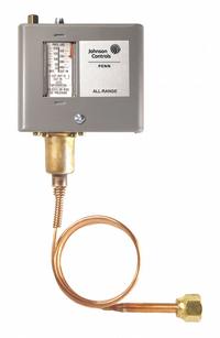 High Pressure Control: High Limit, Manual Reset, 50 psi to 500 psi, Close on Rise/Open on Rise, SPST (MPN P70KA-7C). Key specifications — Brand: JOHNSON CONTROLS; Manufacturer Part Number: P70KA-7C; Contact Form: SPST; Rated Voltage: 208/240V AC; Switch Action: Open on Rise.