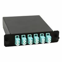 FIBERTRONICS Fiber Optic Cassette: Multi-Mode, OM3, 12 LC – UPC, 1 MPO – UPC Male, Low-Loss, Aqua (MPN MTC-12LCI17L). Key specifications — Brand: FIBERTRONICS; Color: Aqua; Attenuation Type: Low-Loss.