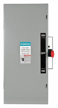 SIEMENS Safety Switch: Non-Fusible, 100 A, Three Phase, 240V AC, Galvanized Steel, Indoor (MPN DTNF323). Key specifications — attr867131: SIEMENS.