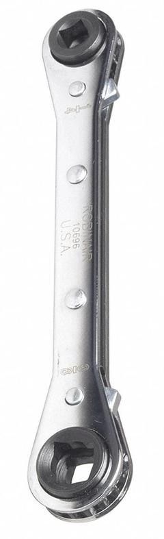 ROBINAIR Box End Wrench: Alloy Steel, Chrome, 1/4 in_3/8 in_3/16 in_5/16 in Head Size, Std (MPN 10696). Key specifications — attr309490: Chrome; attr309484: Yes; attr309492: No; attr309489: Alloy Steel; attr324928: ROBINAIR.