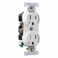 LEVITON Plugs and Receptacles: Duplex, 5-15, White, 125V AC, 15 A, 2 Pole / 3 Wire (MPN TBR15-S2W)