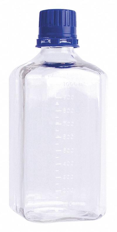 APPROVED VENDOR Media Bottle: PETG, 1,000 mL Capacity - oz, 1 L Capacity - mL, Closure Included - Plastic Lab Media Bottles