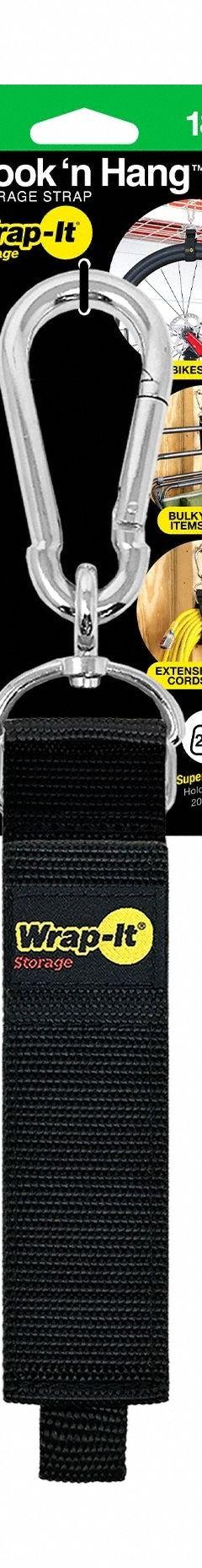 Hook-and-Loop Cable Strap,Polypropylene (MPN 100-HNH-18BL). Key specifications — Brand: WRAP-IT STORAGE; Material: Polypropylene; Color: Black; Max. Bundle Dia.: 3 in.