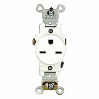 LEVITON Plugs and Receptacles: Single, 6-15, White, 250V AC, 15 A, 2 Pole / 3 Wire (MPN 5651-W)