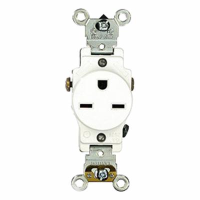 LEVITON Plugs and Receptacles: Single, 6-15, White, 250V AC, 15 A, 2 Pole / 3 Wire (MPN 5651-W) - General Purpose Receptacles