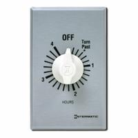 INTERMATIC Spring-Wound Timer: 4 hr Max, SPDT, 277V AC, Wall Plate Included, Silver (MPN FF34H). Key specifications — Brand: INTERMATIC; Includes Hold: No Hold Included.